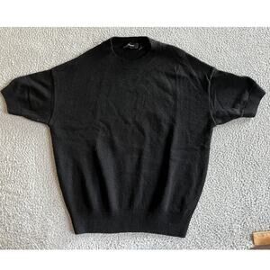 Theory Sweater Medium Slouchy Short Sleeve Crewneck Pullover Black Modern Chic